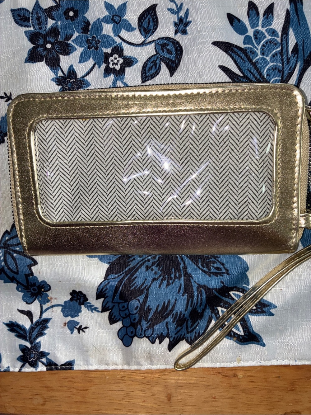 Gold Clear-Window Wristlet Wallet - Unbranded